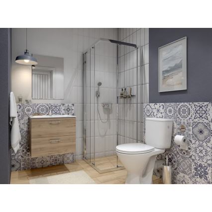 Cersanit S801-539 - Móvel suspenso para casa de banho NIKO com lavatório, 80x45 cm, acabamento nogueira