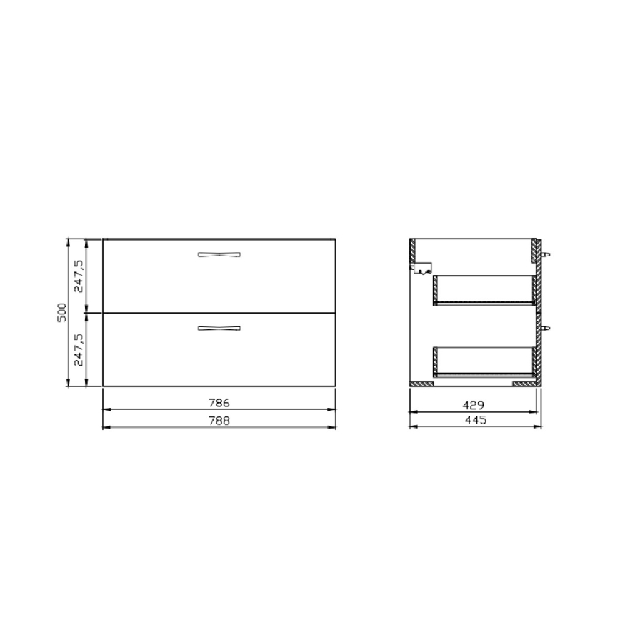 Cersanit S801-539 - Móvel suspenso para casa de banho NIKO com lavatório, 80x45 cm, acabamento nogueira