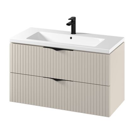 Cersanit S801-548 - Armário suspenso de casa de banho com lavatório TIRSO 100x60x45 cm bege