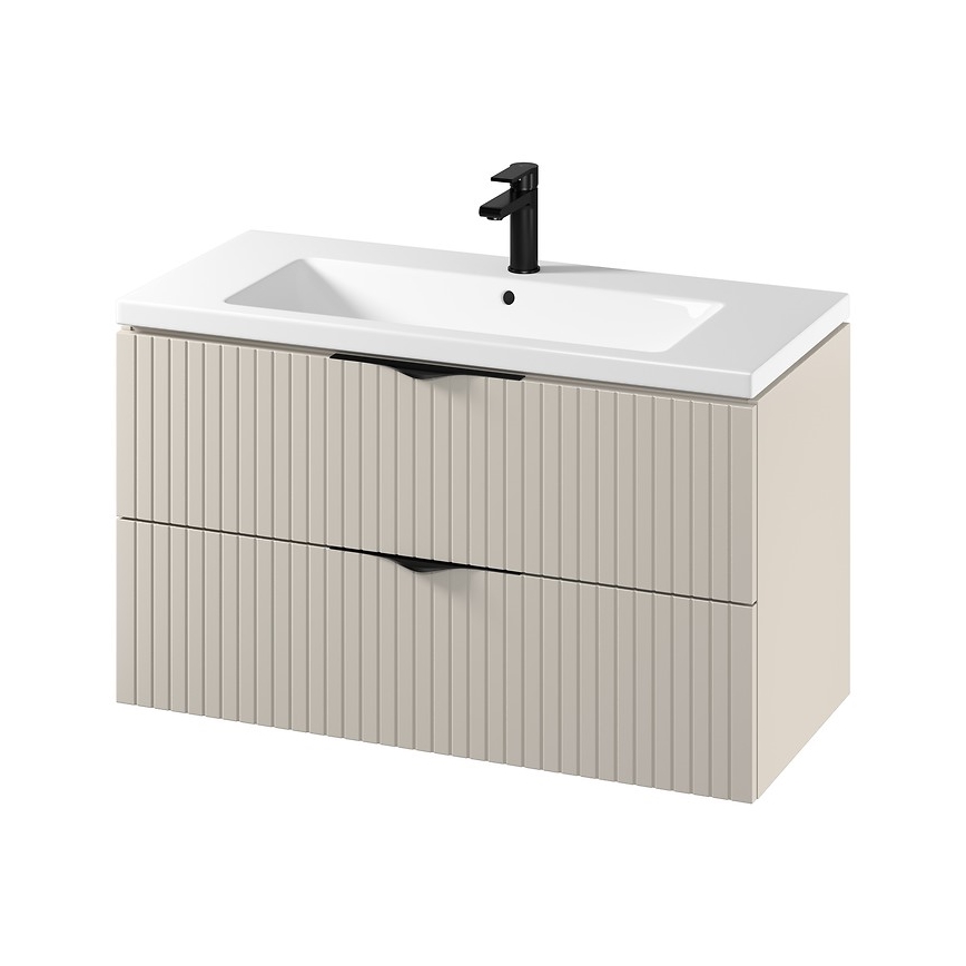 Cersanit S801-548 - Armário suspenso de casa de banho com lavatório TIRSO 100x60x45 cm bege