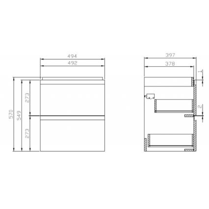 Cersanit S929-012 - Móvel suspenso para lavatório MODUO 49,4x39,7 cm branco brilhante