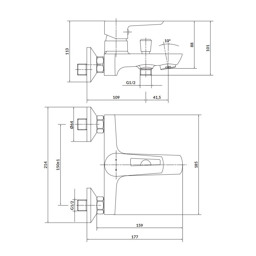 Cersanit S951-008 - Torneira de banheira MILLE branco/cromado brilhante