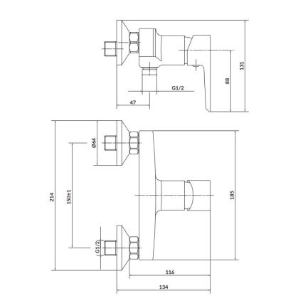 Cersanit S951-034 - Torneira de duche MILLE preto/cromado brilhante