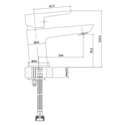 Cersanit S951-045 - Torneira do lavatório MILLE 13,4 cm cromado brilhante + lixo