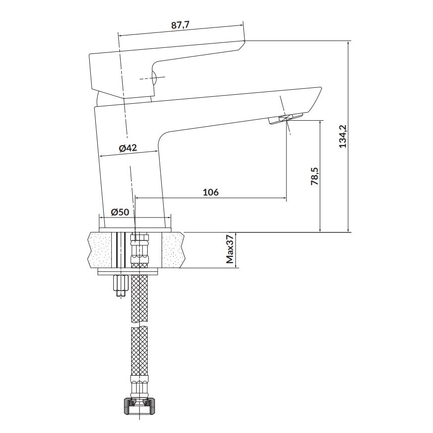 Cersanit S951-045 - Torneira do lavatório MILLE 13,4 cm cromado brilhante + lixo