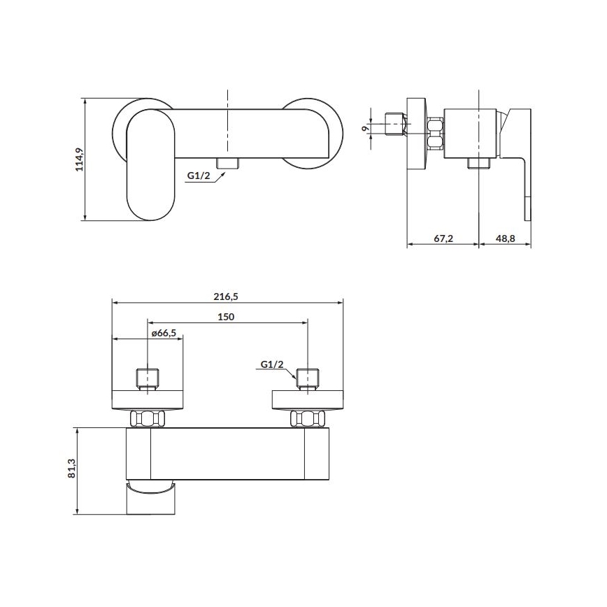 Cersanit S951-319 - Torneira de duche CREA cromado brilhante