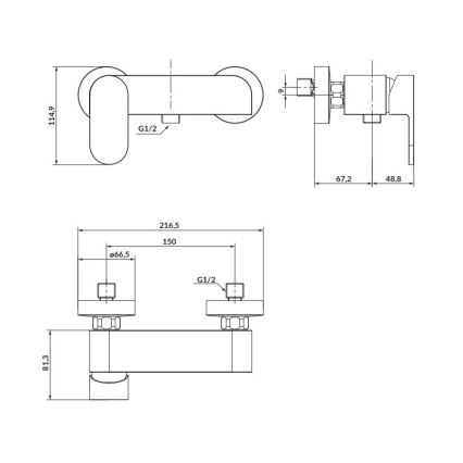 Cersanit S951-321 - Torneira de duche CREA preto