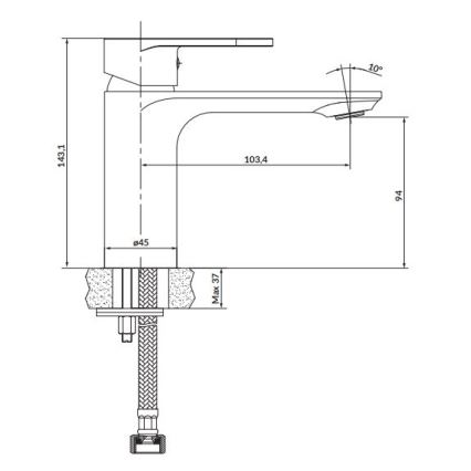 Cersanit S951-328 - Torneira do lavatório CREA 14,3 cm cromado brilhante