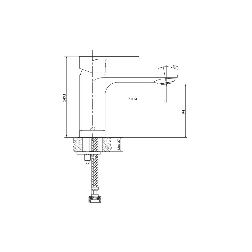 Cersanit S951-328 - Torneira do lavatório CREA 14,3 cm cromado brilhante