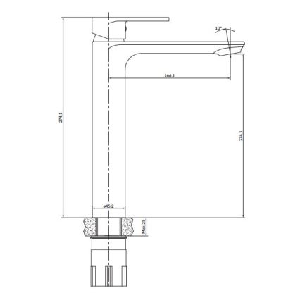 Cersanit S951-335 - Torneira do lavatório CREA 27,4 cm níquel