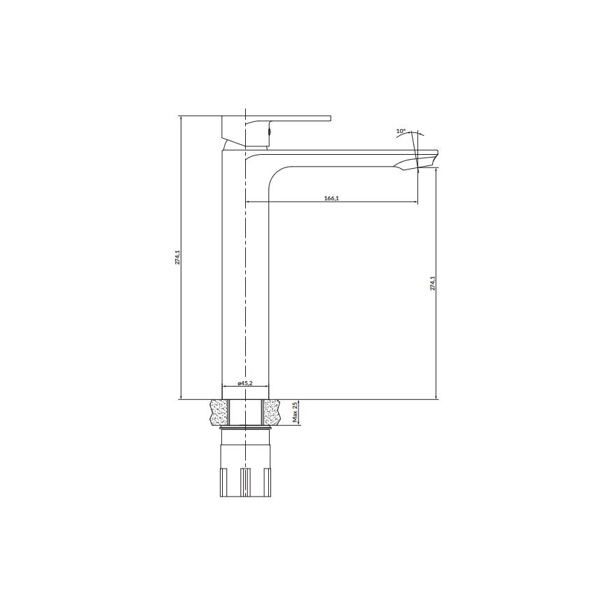 Cersanit S951-335 - Torneira do lavatório CREA 27,4 cm níquel