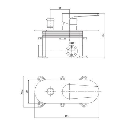 Cersanit S951-338 - Torneira de duche para instalação embutida MODUO cromado brilhante