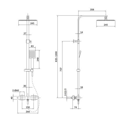 Cersanit S951-341 - Conjunto de duche com bateria termostática CITY cromo brilhante