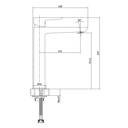Cersanit S951-356 - Misturador para lavatório MILLE 27 cm preto + válvula de escoamento