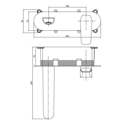 Cersanit S951-361 - Torneira do lavatório para instalação embutida CITY cromado brilhante