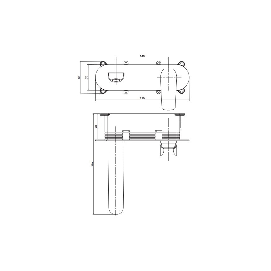 Cersanit S951-361 - Torneira do lavatório para instalação embutida CITY cromado brilhante