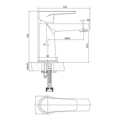 Cersanit S951-362 - Torneira do lavatório MODUO 15,2 cm cromado brilhante