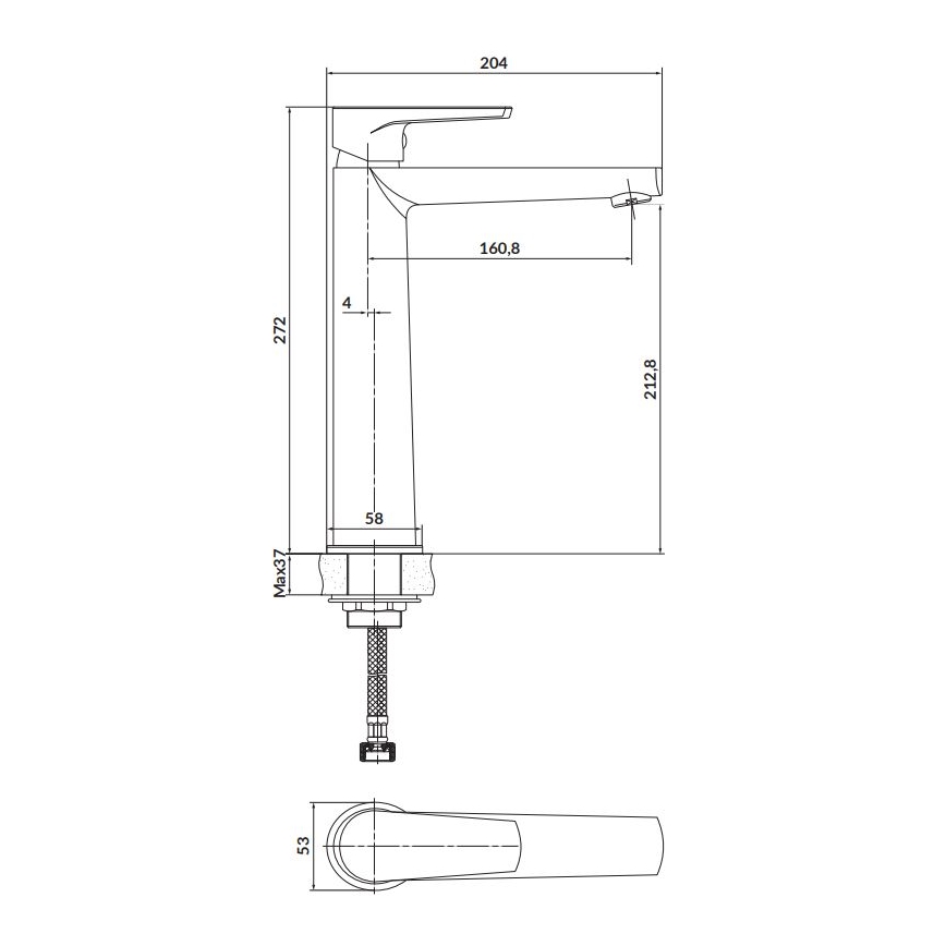 Cersanit S951-363 - Misturador para lavatório MODUO 27,2 cm cromo brilhante