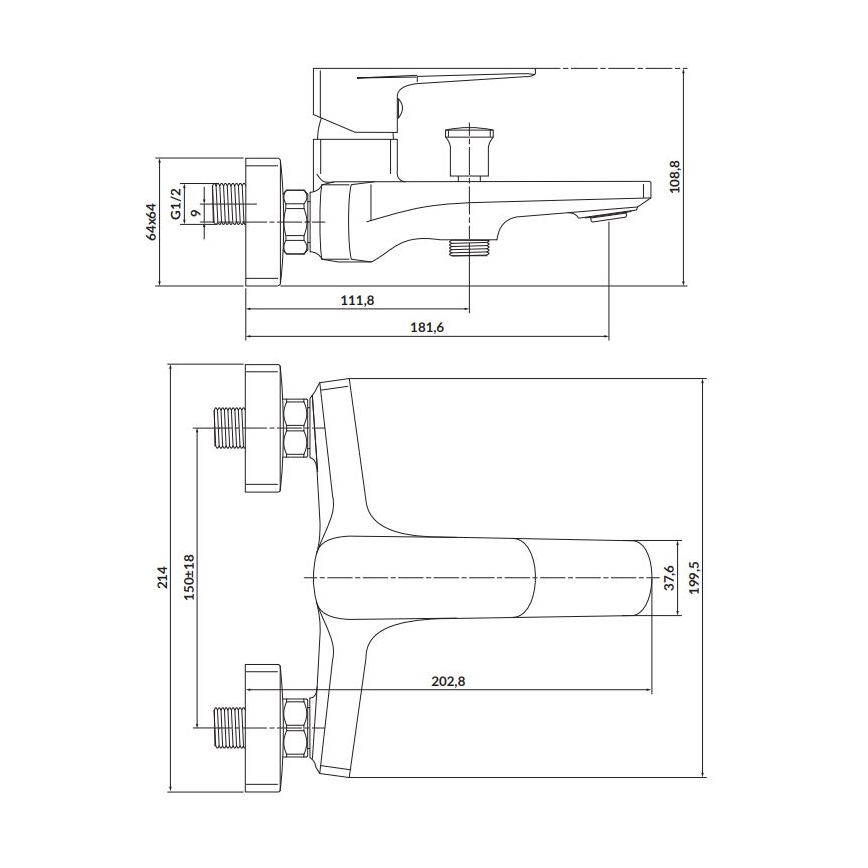Cersanit S951-377 - Misturadora de banheira LARGA cromo brilhante