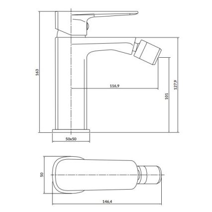 Cersanit S951-379 - Torneira de bidé LARGA preto