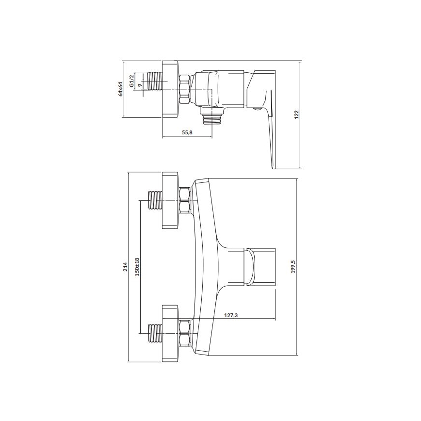 Cersanit S951-383 - Torneira de duche LARGA cromado brilhante