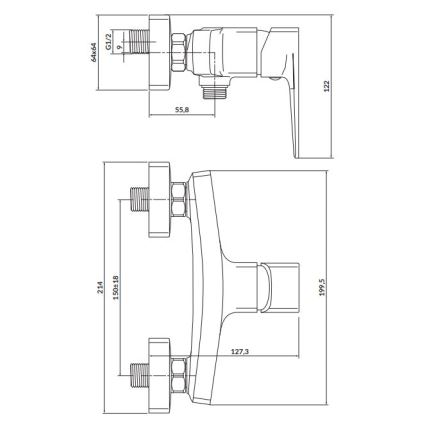 Cersanit S951-384 - Torneira de duche LARGA dourado