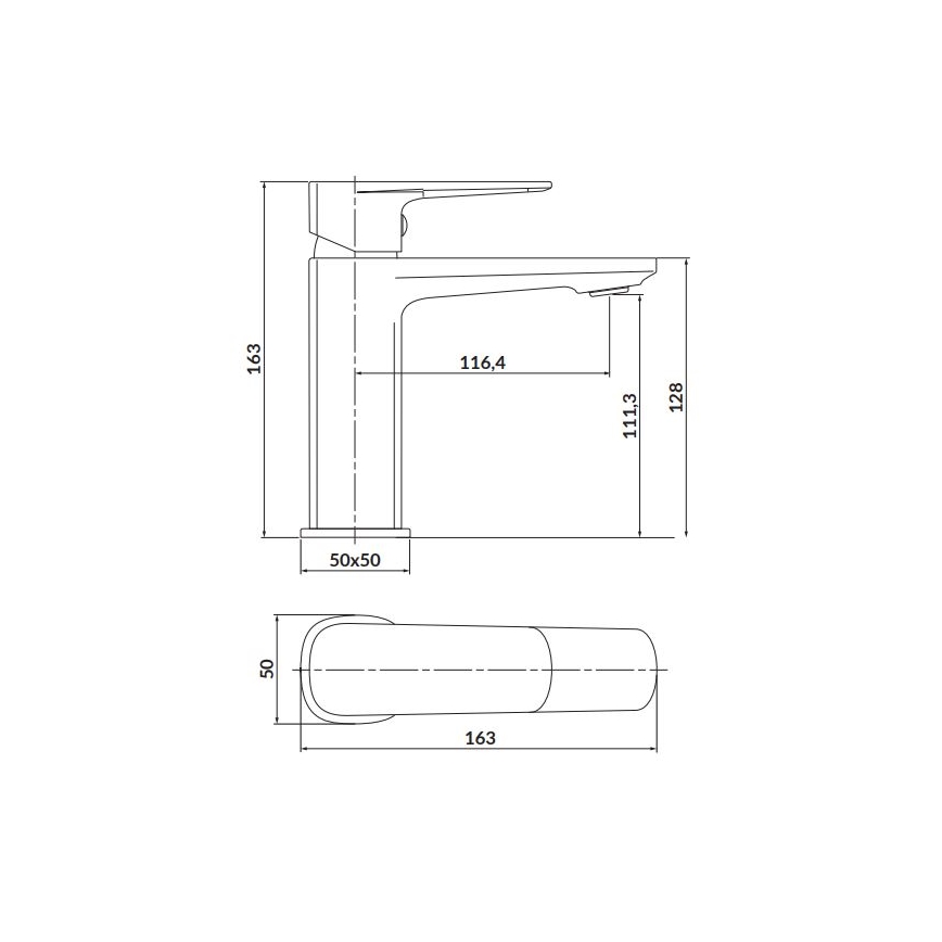 Cersanit S951-388 - Torneira do lavatório LARGA 16,3 cm cromado brilhante