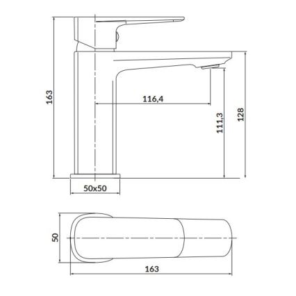 Cersanit S951-390 - Torneira do lavatório LARGA 16,3 cm preto