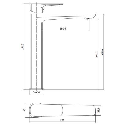 Cersanit S951-392 - Misturadora para lavatório LARGA 29,5 cm cromo brilhante