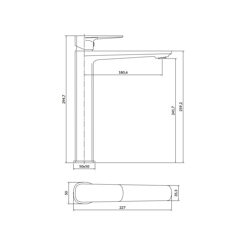 Cersanit S951-392 - Misturadora para lavatório LARGA 29,5 cm cromo brilhante