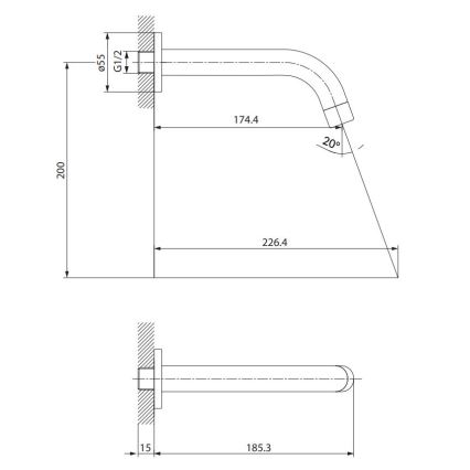 Cersanit S951-553 - Bica para instalação encastrada ZEN cromado brilhante
