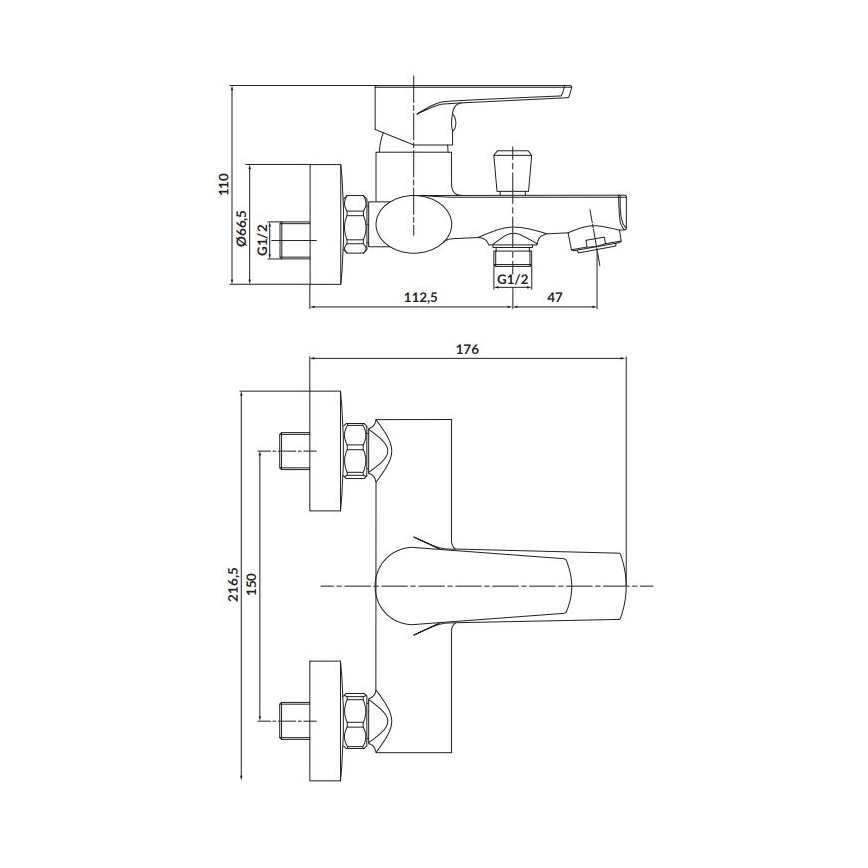 Cersanit S951-559 - Misturadora de banheira MODUO preta