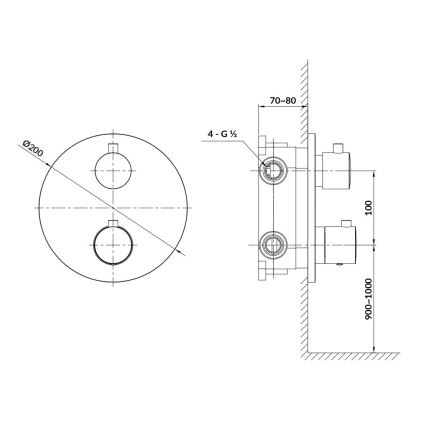 Cersanit S951-564 - Torneira de duche termostática para instalação embutida ZEN cromado brilhante