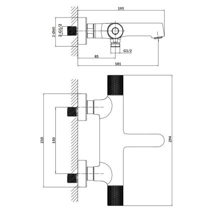 Cersanit S951-569 - Misturadora termostática para banheira ZEN preta