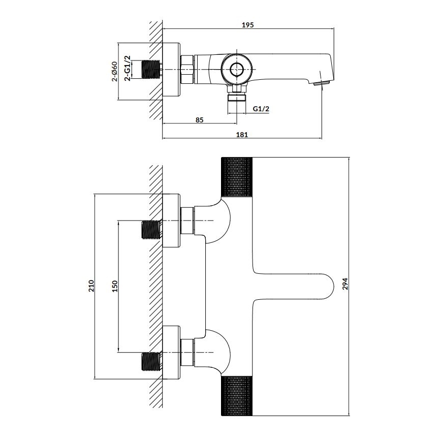 Cersanit S951-569 - Misturadora termostática para banheira ZEN preta