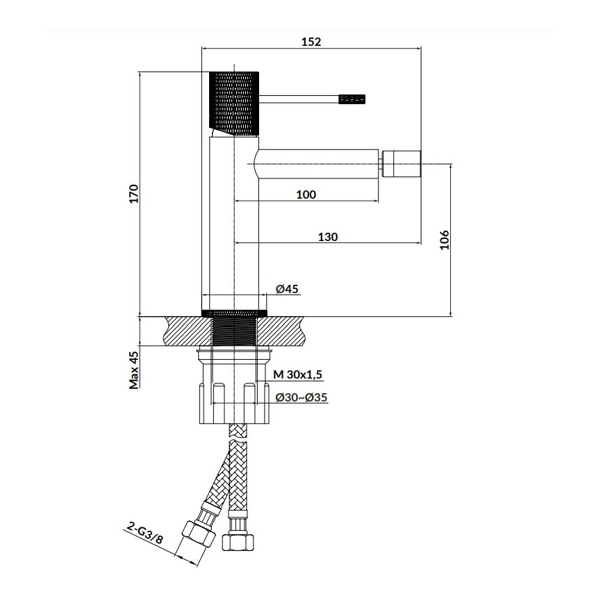 Cersanit S951-575 - Torneira de bidé ZEN preto
