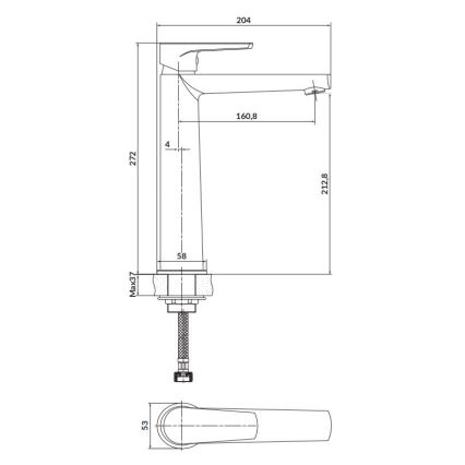 Cersanit S951-585 - Misturador para lavatório MODUO 27,2 cm preto
