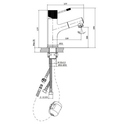 Cersanit S951-594 - Torneira do lavatório ZEN 19,4 cm cromado brilhante