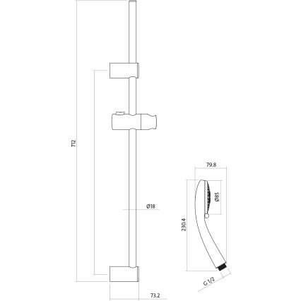 Cersanit S952-004 - Conjunto de duche com torneira + torneira para lavatório MILLE cromo brilhante