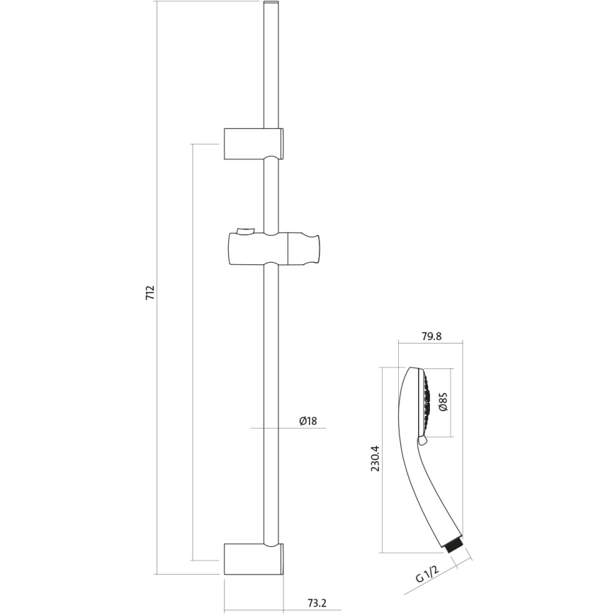 Cersanit S952-004 - Conjunto de duche com torneira + torneira para lavatório MILLE cromo brilhante