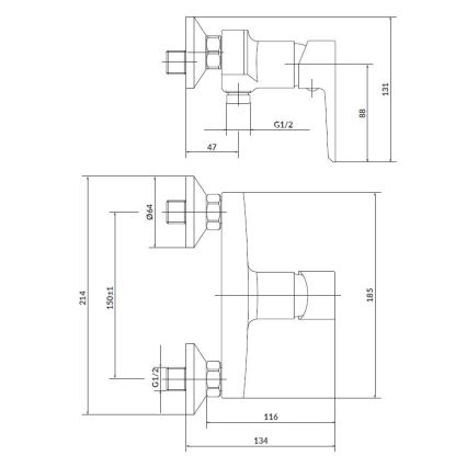 Cersanit S952-004 - Conjunto de duche com torneira + torneira para lavatório MILLE cromo brilhante