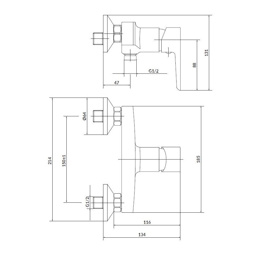 Cersanit S952-004 - Conjunto de duche com torneira + torneira para lavatório MILLE cromo brilhante