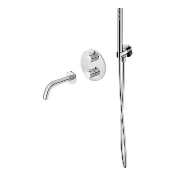 Cersanit S952-034 - Conjunto de banheira com misturador termostático embutido ZEN cromo brilhante