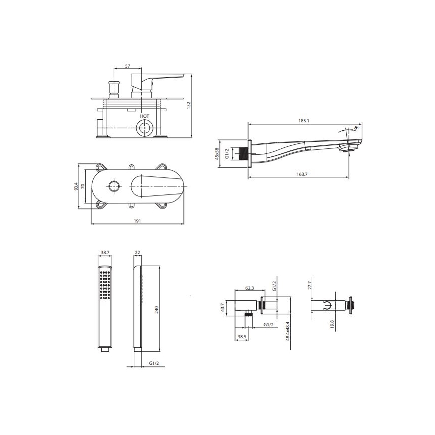 Cersanit S952-036 - Conjunto de banheira com misturador embutido CITY cromo brilhante