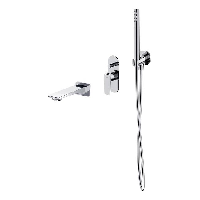 Cersanit S952-036 - Conjunto de banheira com misturador embutido CITY cromo brilhante