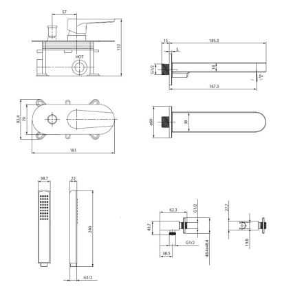 Cersanit S952-040 - Conjunto de banheira com misturador embutido MODUO cromo brilhante