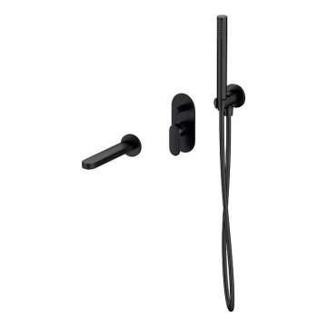 Cersanit S952-042 - Conjunto de banheira com misturadora encastrada CREA preta