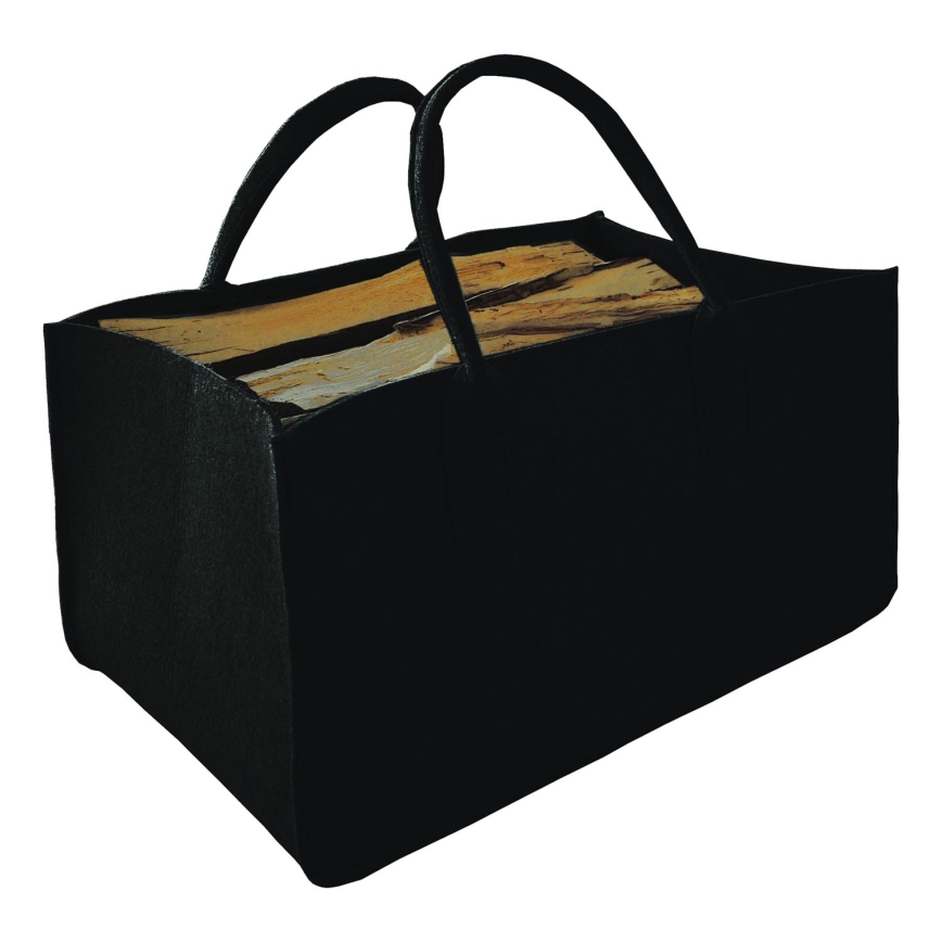 Cesto de madeira de feltro com pegas 27x50 cm preto