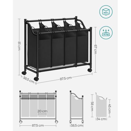 Cesto de roupa LINA preto