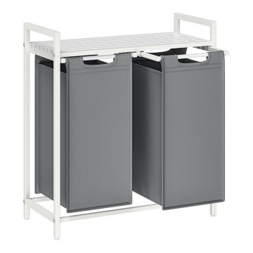 Cesto de roupa REX branco/cinzento